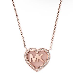 Michael kors Rose gold tone pave heart 16 inch necklace